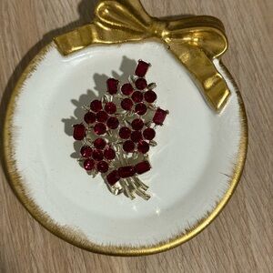 Vintage Lisner Red Floral Brooch
